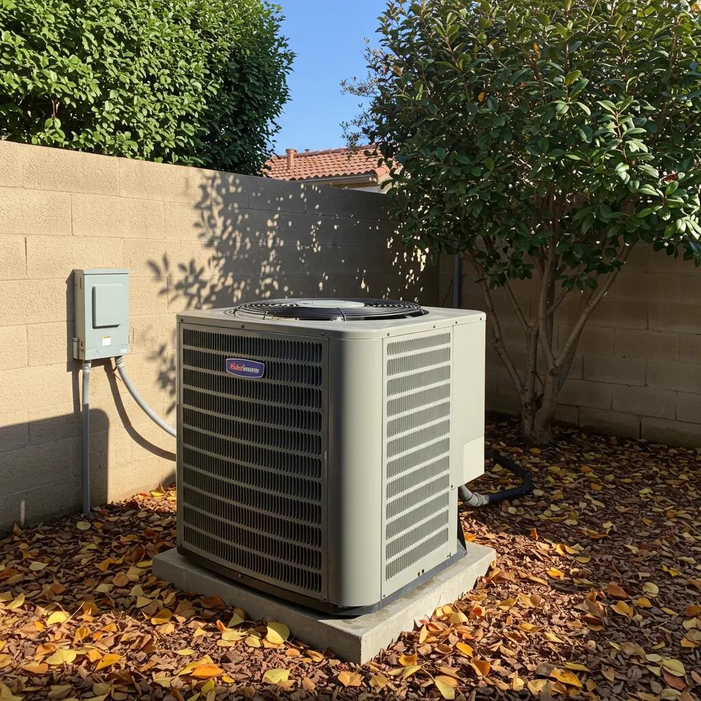 Air conditioning unit prepared for winter in a San Diego backyard, highlighting winterisation importance