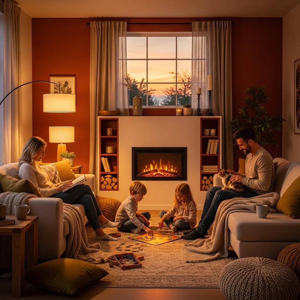 Cozy living room with a modern heating system, illustrating comfort and energy efficiency