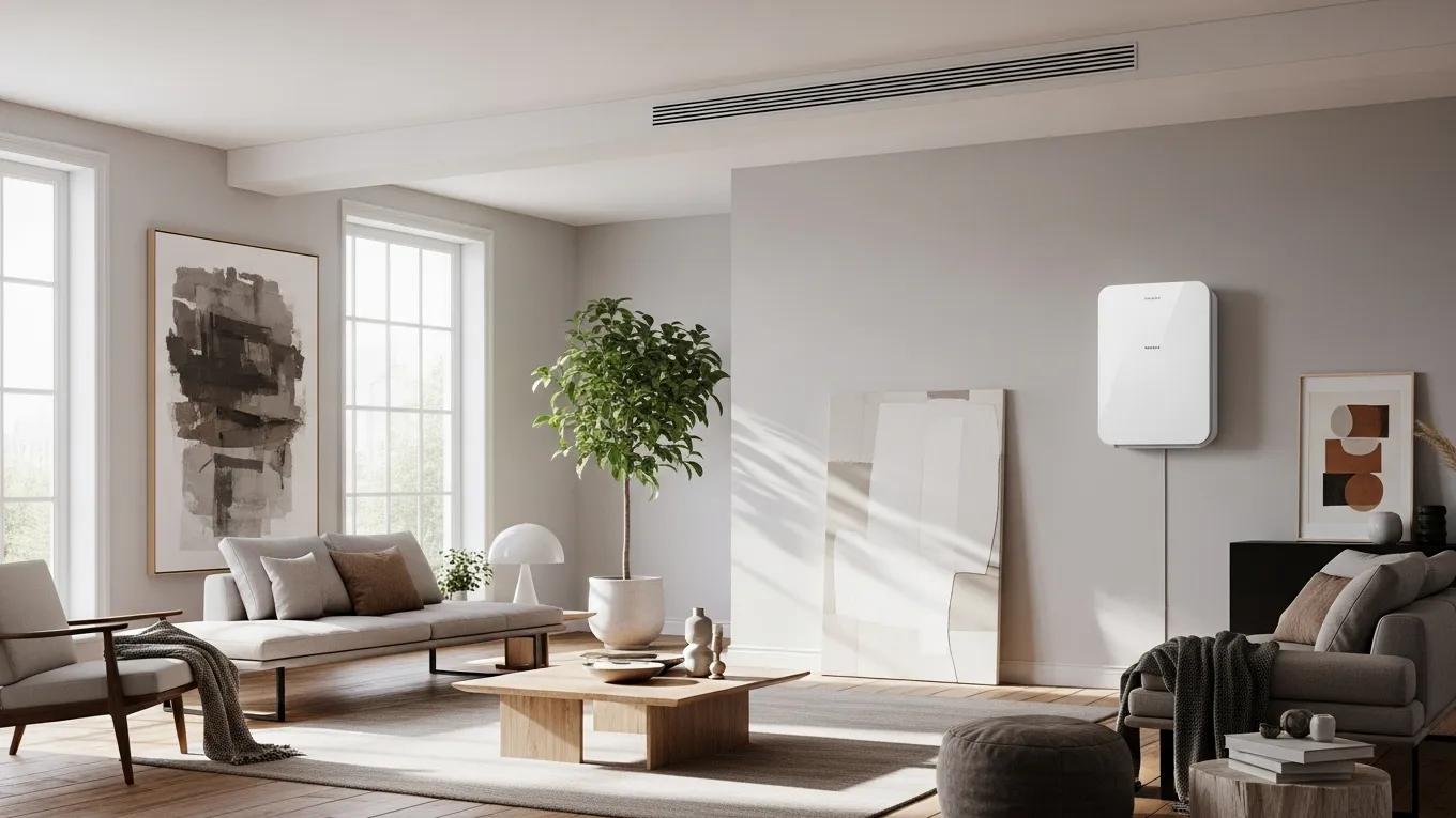 HVAC Blog 7 Comparison of central air conditioning and ductless mini-split cooling systems in a stylish home setting