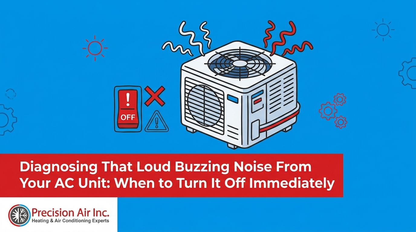HVAC Blog 2 Diagnosing That Loud Buzzing Noise From Your AC Unit: When to Turn It Off Immediately — featured image