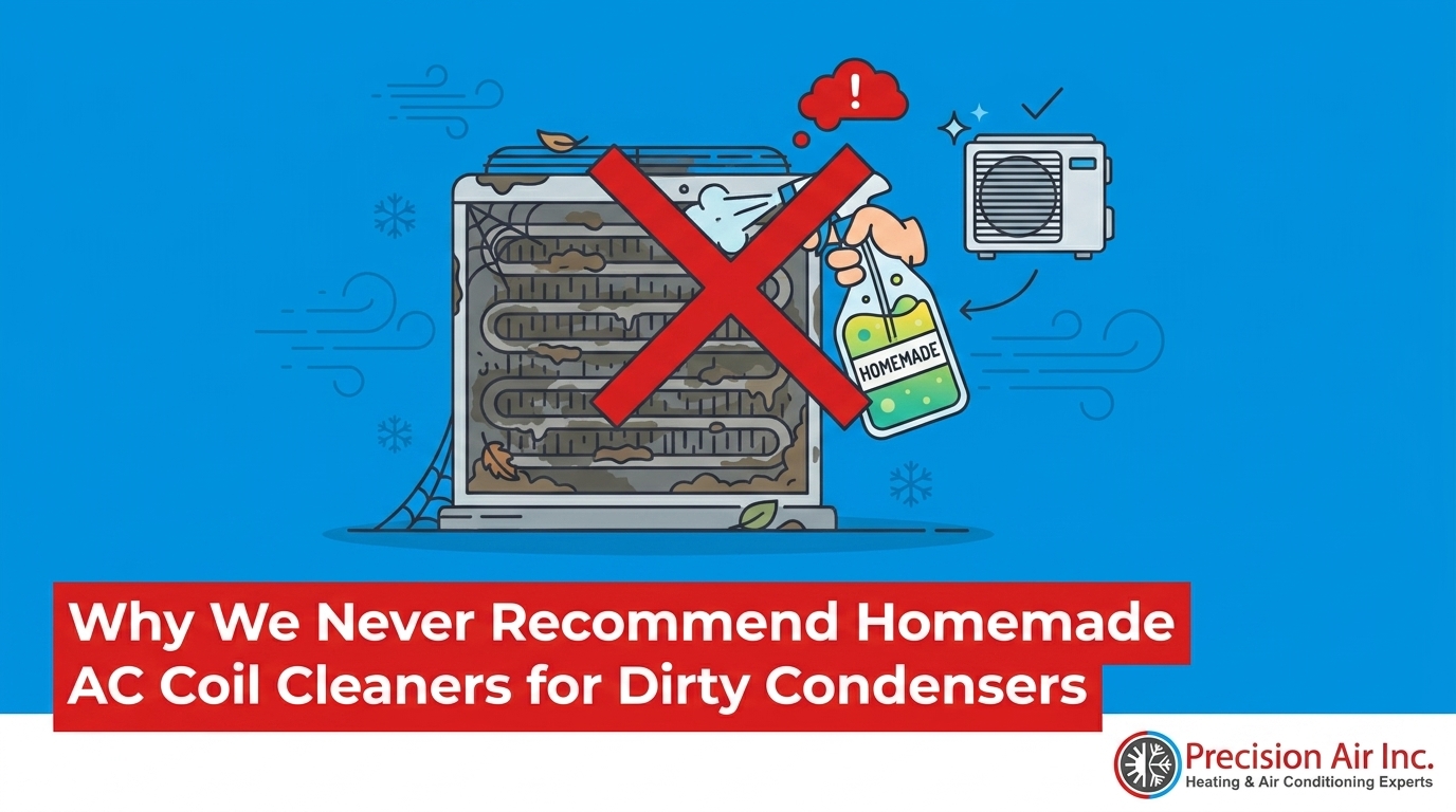 HVAC Blog 1 Why We Never Recommend Homemade AC Coil Cleaners for Dirty Condensers — featured image